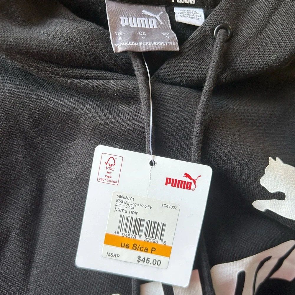Puma Men's Essentials Big Logo Fleece Hoodie New with tags size small
